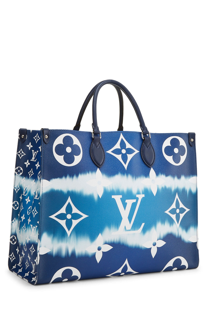Louis Vuitton Escale Onthego GM Tote Bag M45120 Blue Hand Purse Scarf Auth  New
