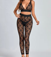 V lace pants set