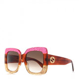 GUCCI Square Frame GG0083S Sunglasses Glitter Pink Multi